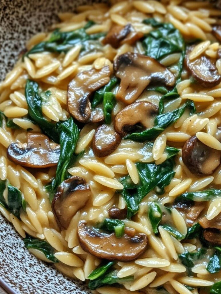 Spinach and Mushroom Orzo