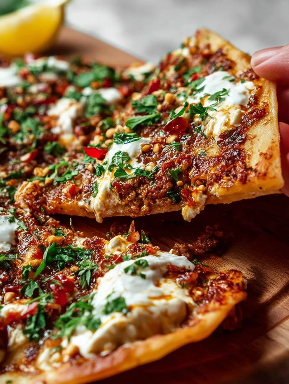 Delicious 8-minute Lebanese pizzas (Lahmacun) served on a plate.