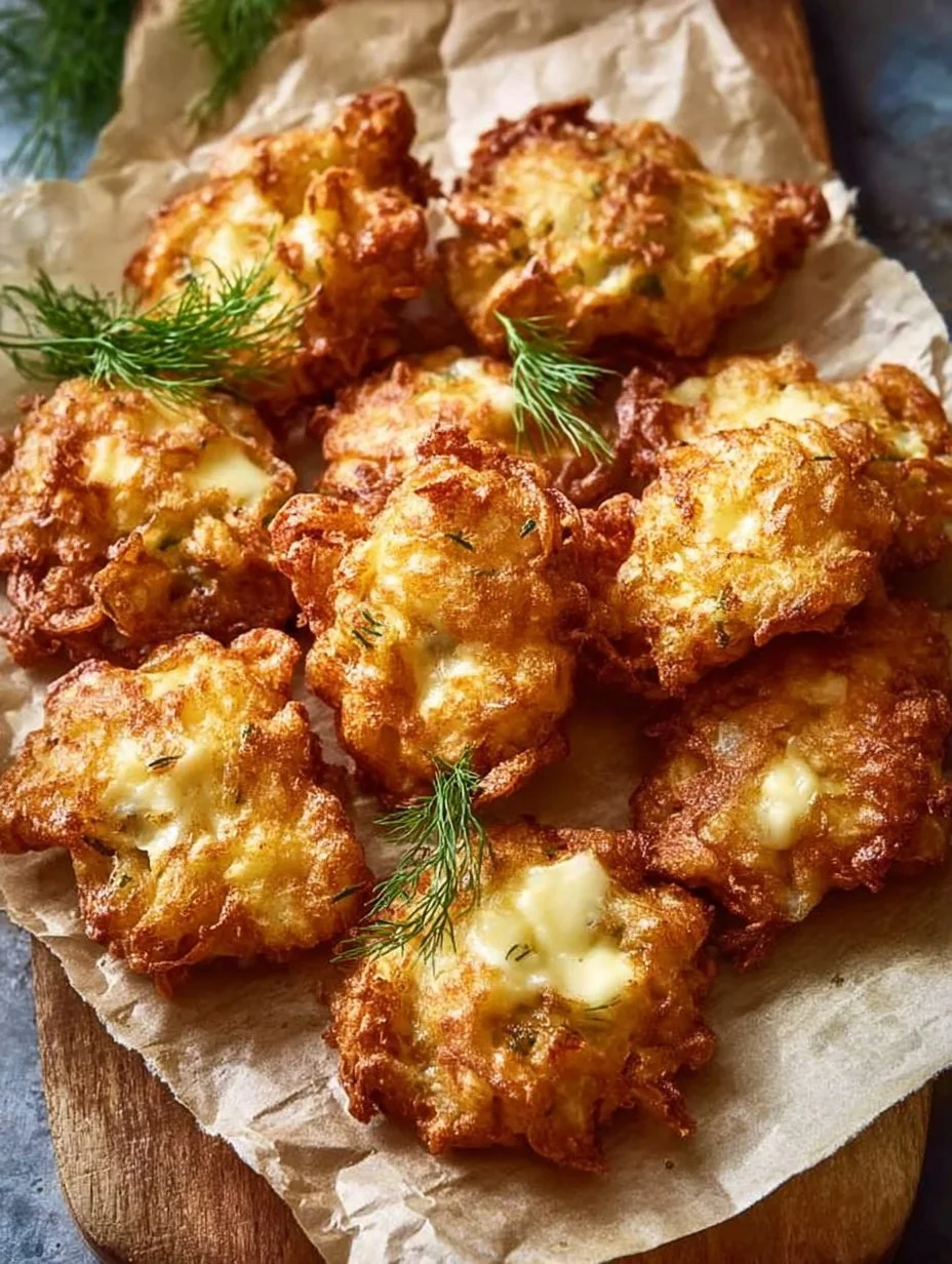 Crispy Air Fryer Cheesy Cauliflower Fritters on a plate