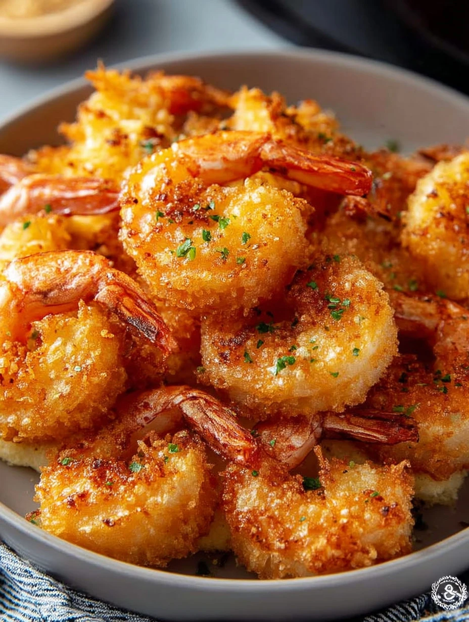 Air Fryer Fried Shrimp cooked to perfection with a crispy coating