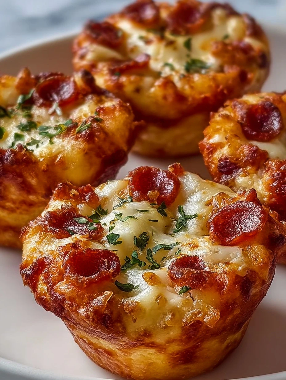 Air-fryer pizza muffins baked to perfection with cheese and toppings