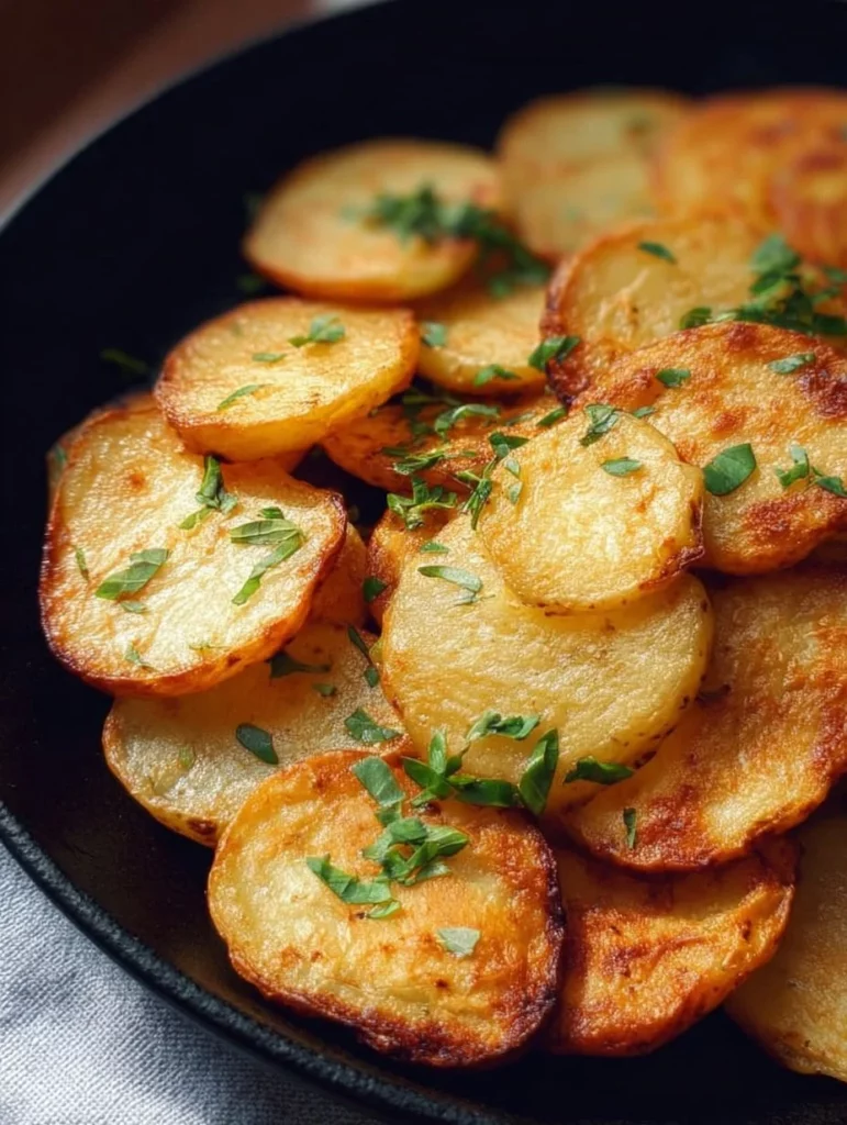 Crispy air fryer sliced potatoes served in a bowl