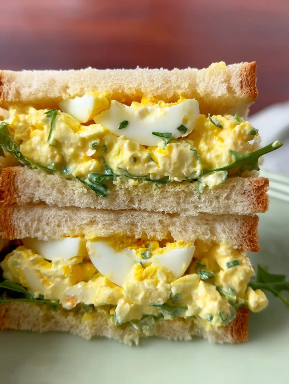 Delicious egg salad sandwich on whole grain bread with fresh herbs and spices