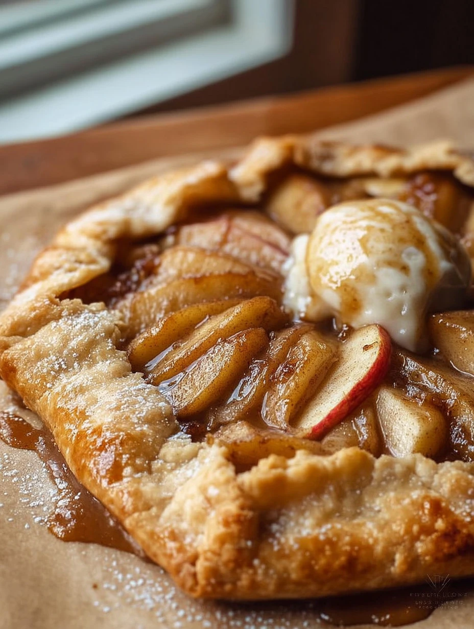 Delicious homemade apple galette with cinnamon and flaky crust