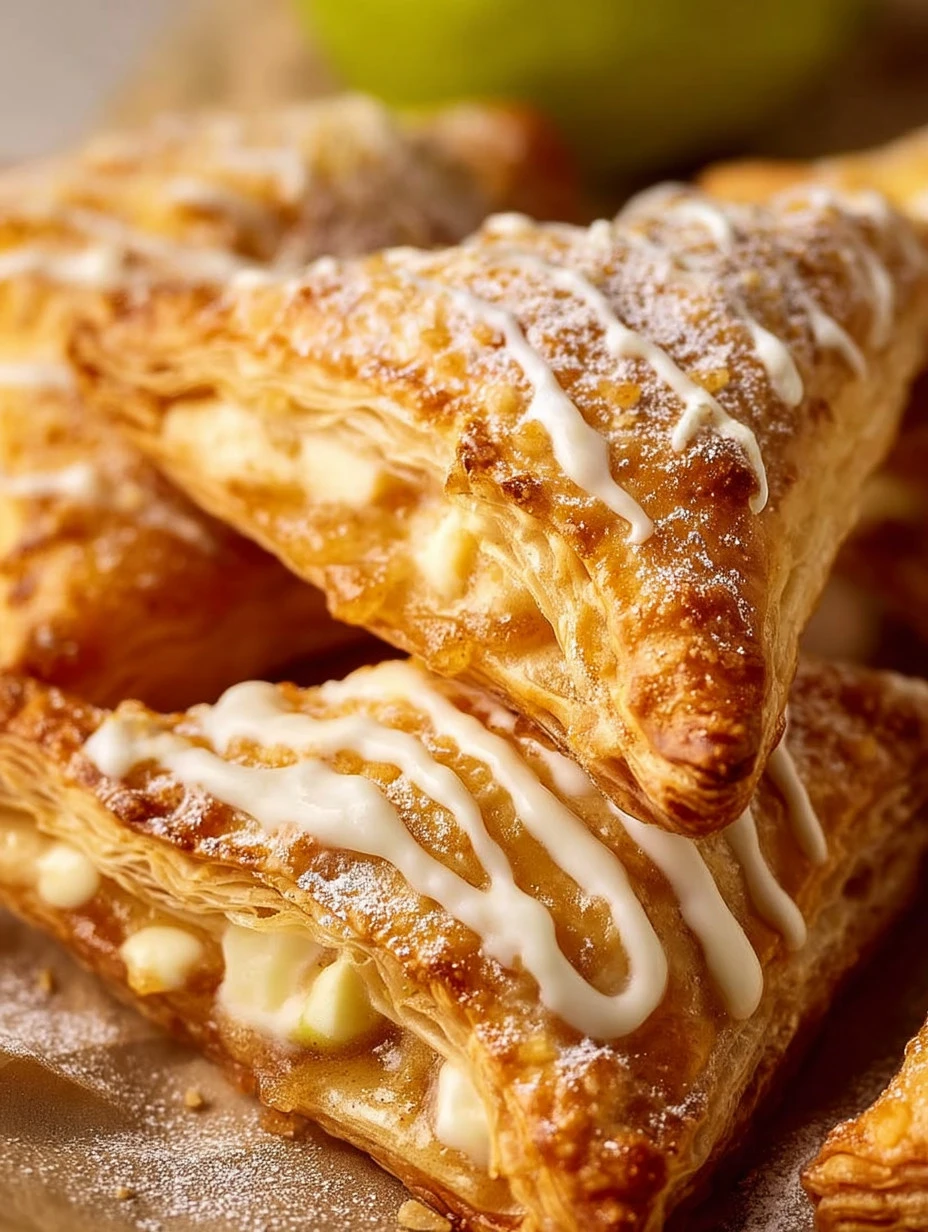 Delicious apple turnovers with a creamy filling, freshly baked and golden brown.