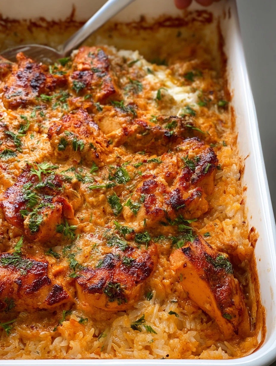 Baked Shish Tawook chicken served with flavorful rice on a plate