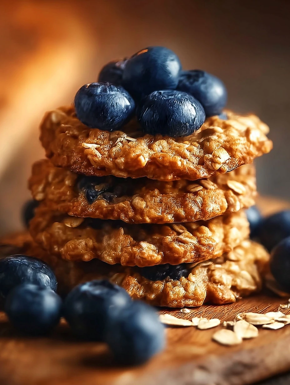 Banana and Blueberry Oatmeal Cookies on a wooden plate