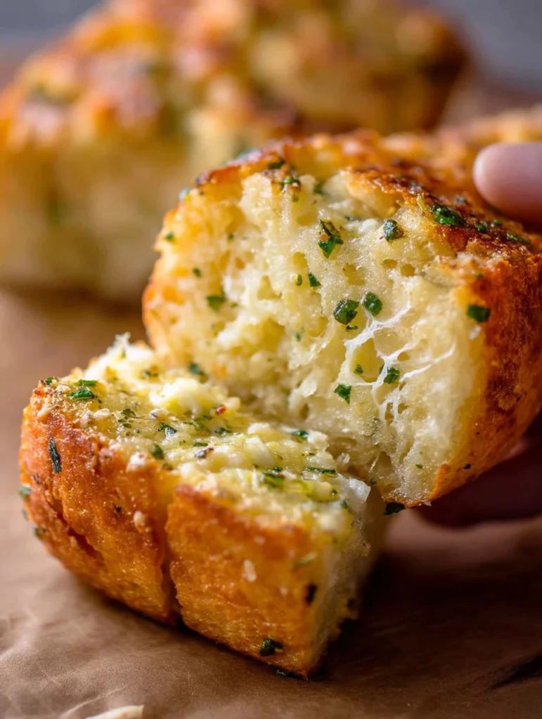 Homemade Better-Than-Dominos Garlic Bread served on a wooden platter