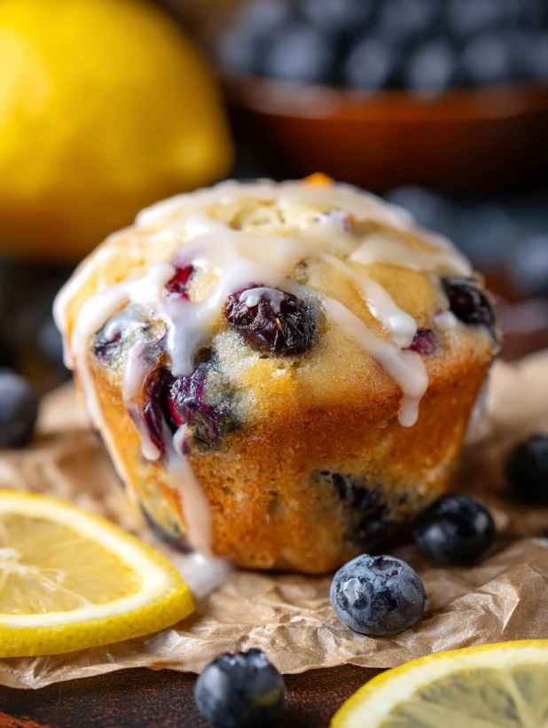 Blueberry lemon cream cheese muffins fresh out of the oven