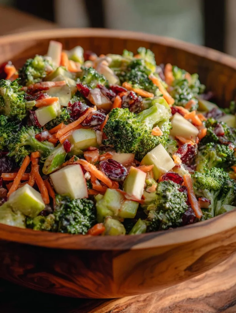 Fresh Broccoli Crunch Salad with colorful veggies and a tasty dressing