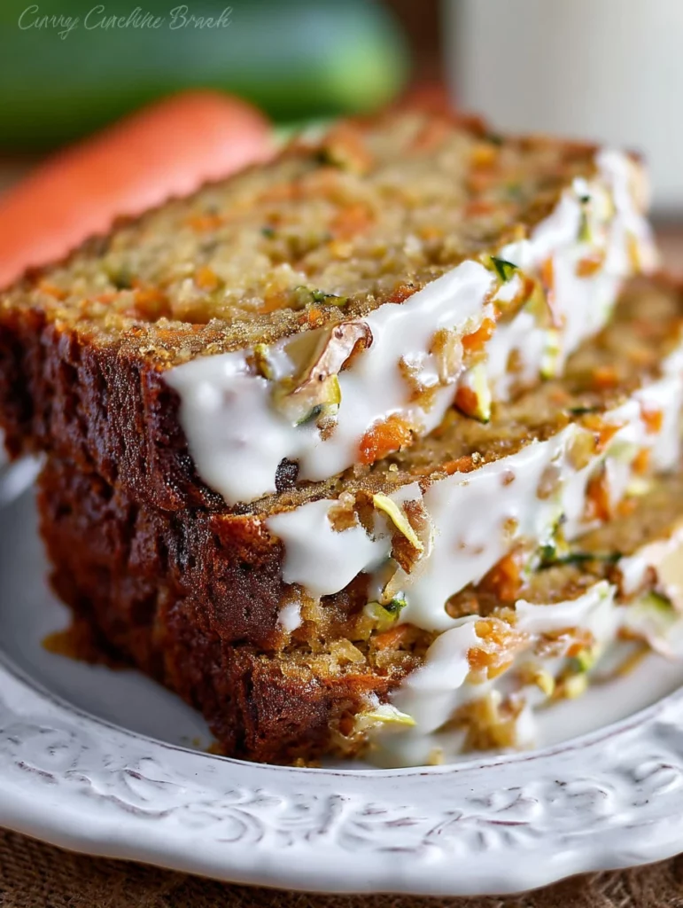 Sliced Carrot Apple Zucchini Bread with fresh ingredients on the table