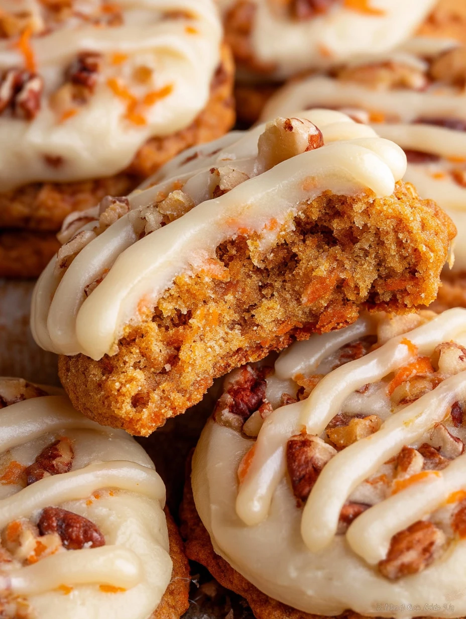 Delicious homemade Carrot Cake Cookies with cream cheese frosting