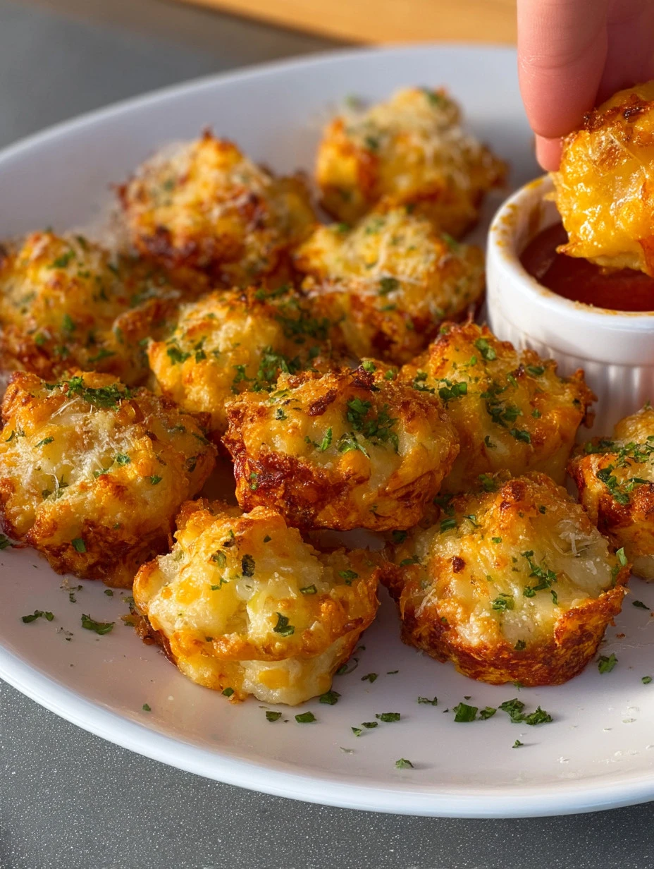 Delicious cheesy cauliflower bites served as a healthy snack option