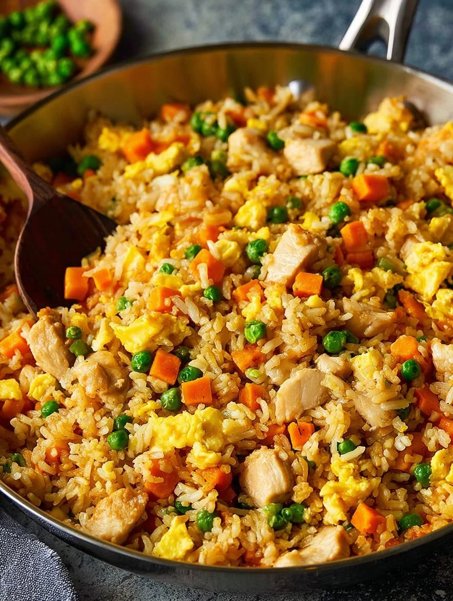 Delicious Chicken Fried Rice dish with colorful vegetables and tender chicken
