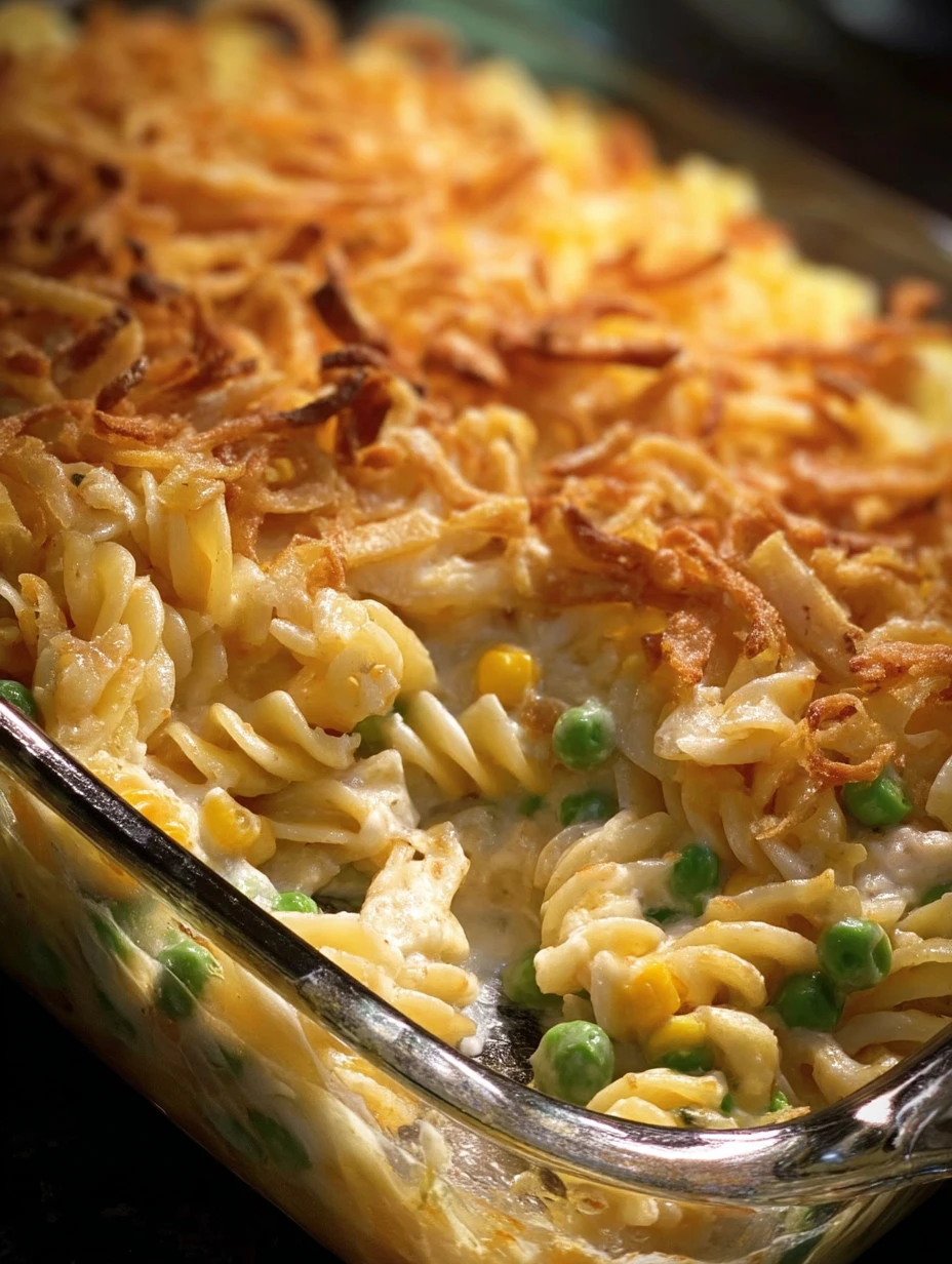 Delicious Chicken Noodle Casserole fresh out of the oven