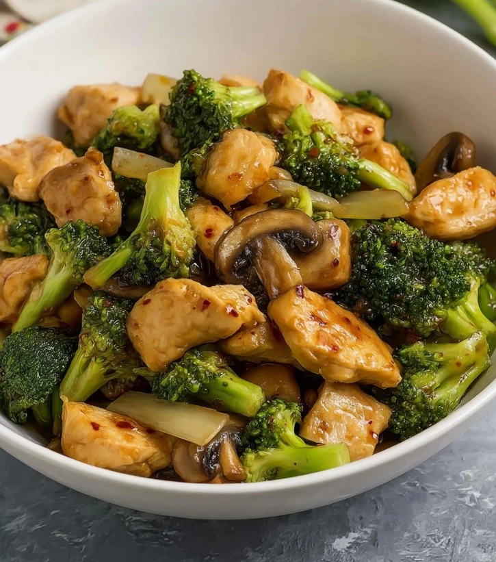Colorful Chicken Veggie Stir Fry with fresh vegetables and chicken in a stir fry pan