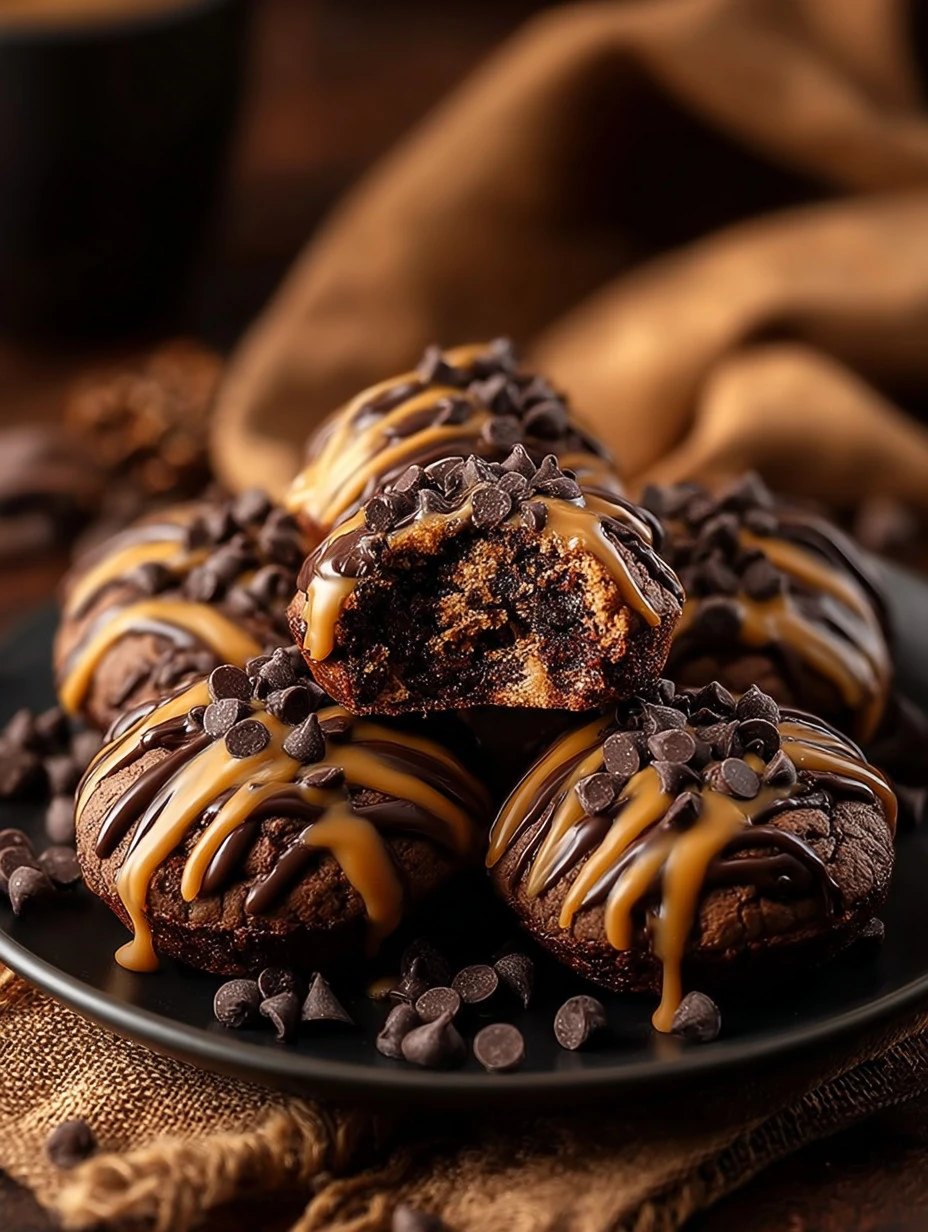 Chocolate chip cookie dough brownie bombs served on a plate