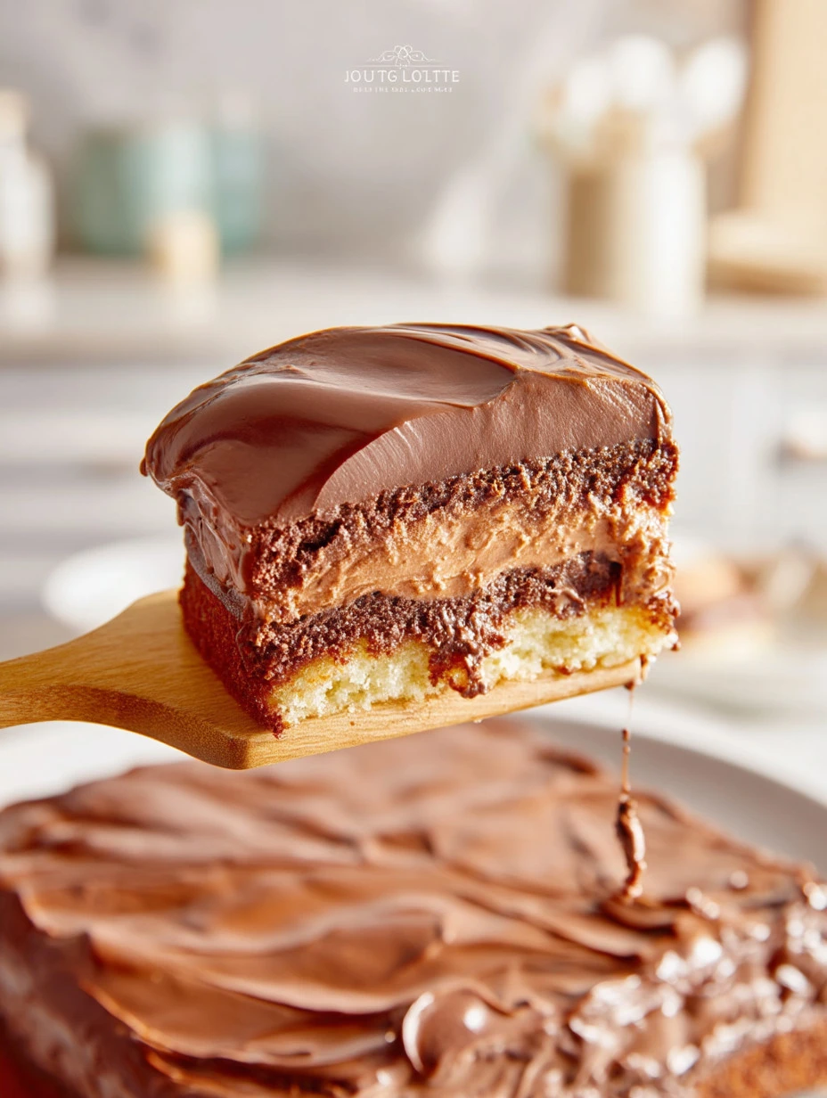Delicious chocolate pudding poke cake with rich chocolate layers