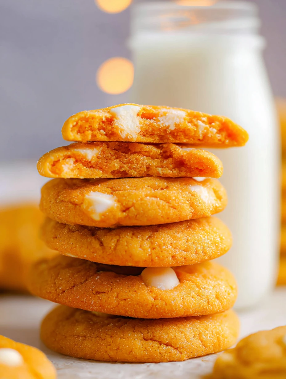 Freshly baked Creamsicle orange cookies with vibrant orange color and zest.
