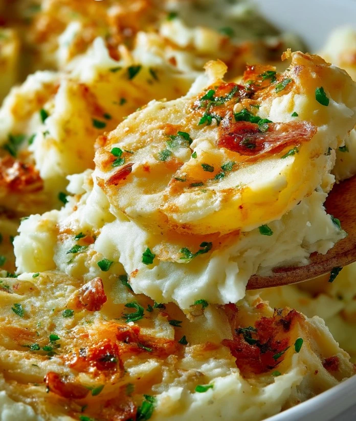 Creamy garlic mashed potatoes served in a bowl
