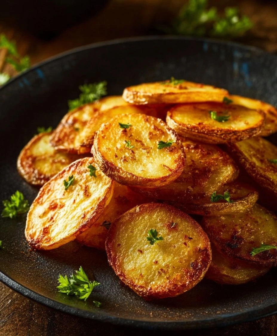 Crispy air fryer potatoes served on a plate