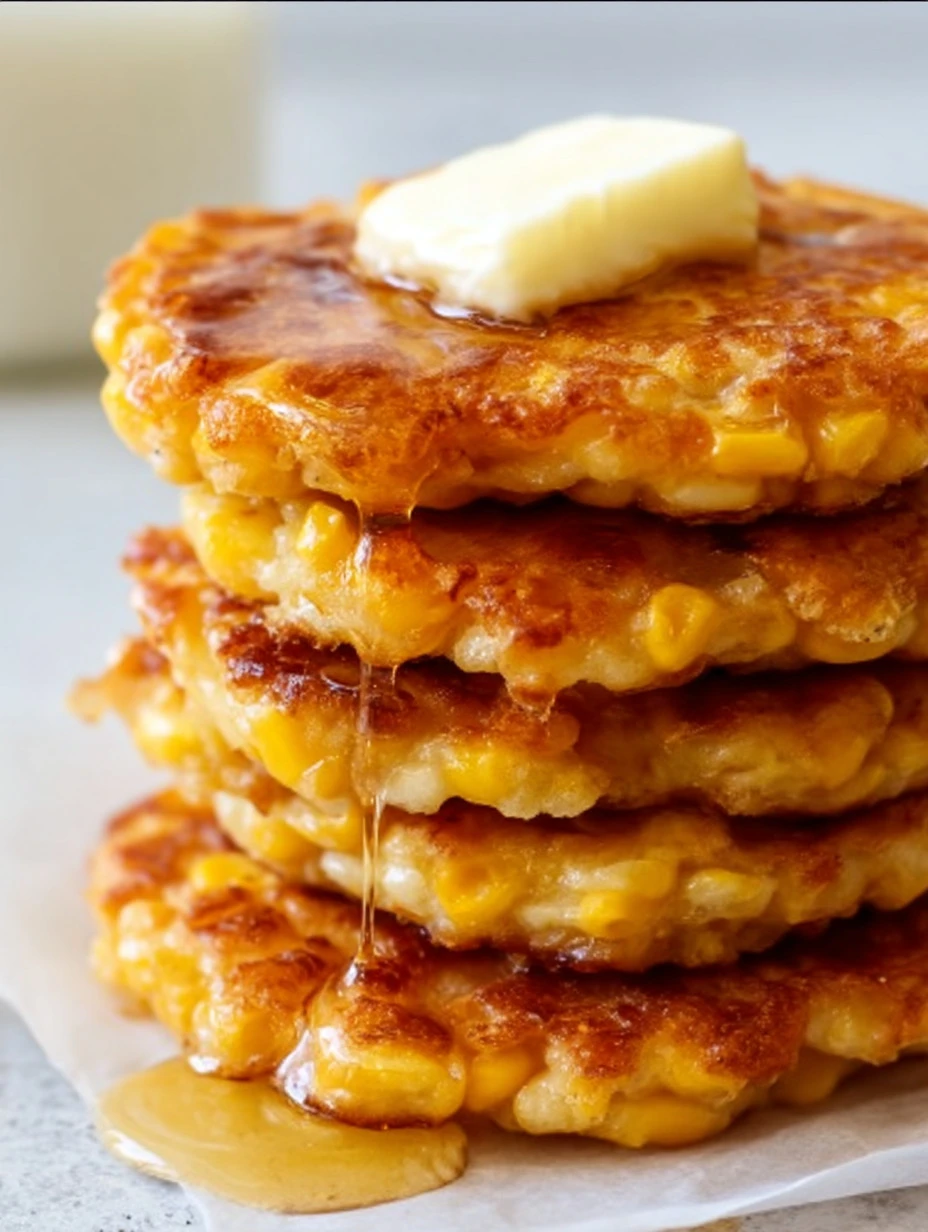 Plate of crispy corn fritters served with dipping sauce