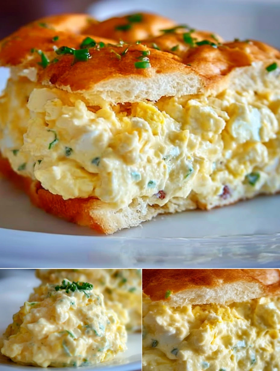 Delicious Deluxe Egg Salad served on a plate with fresh herbs