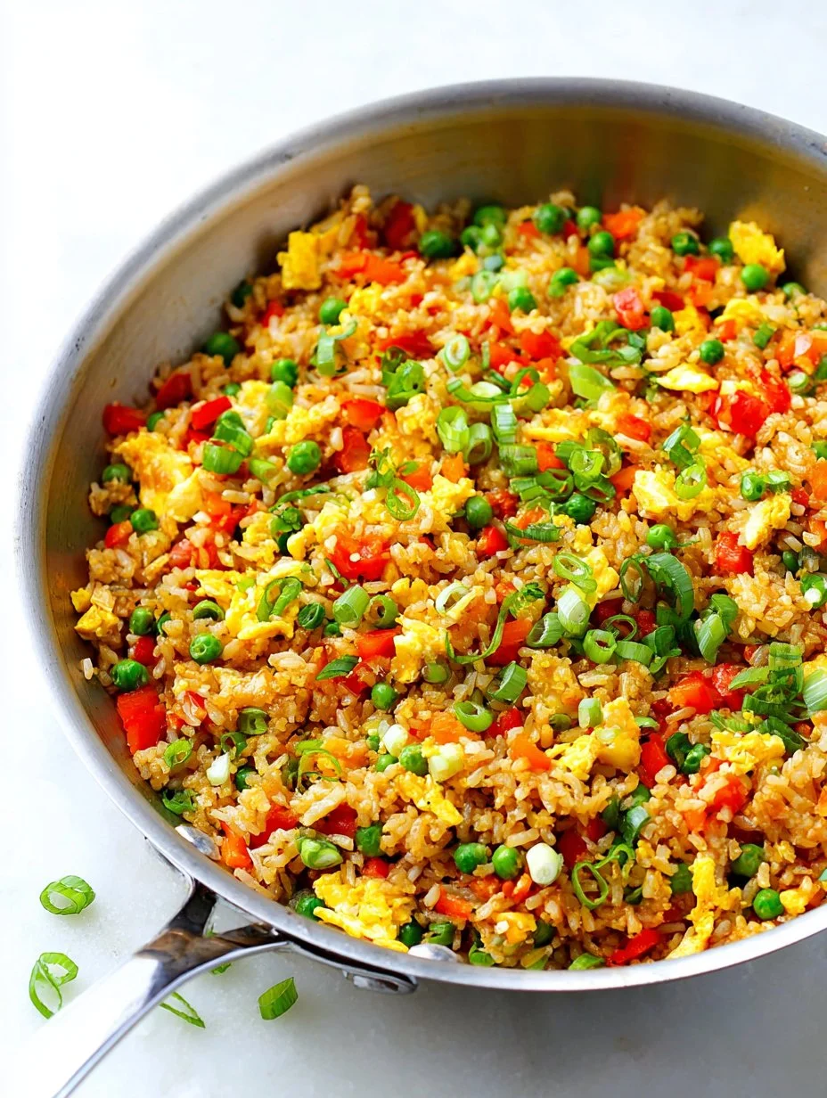Delicious plate of homemade fried rice with vegetables and protein