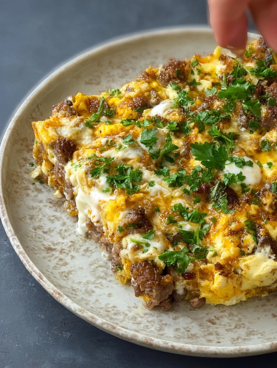 A hearty dish featuring ground beef and eggs in a skillet
