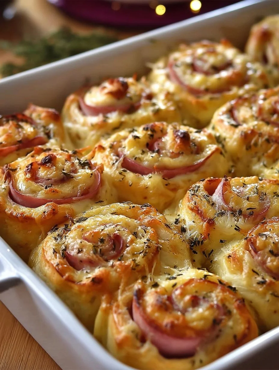 Ham and Swiss Crescent Rolls appetizer on a serving platter
