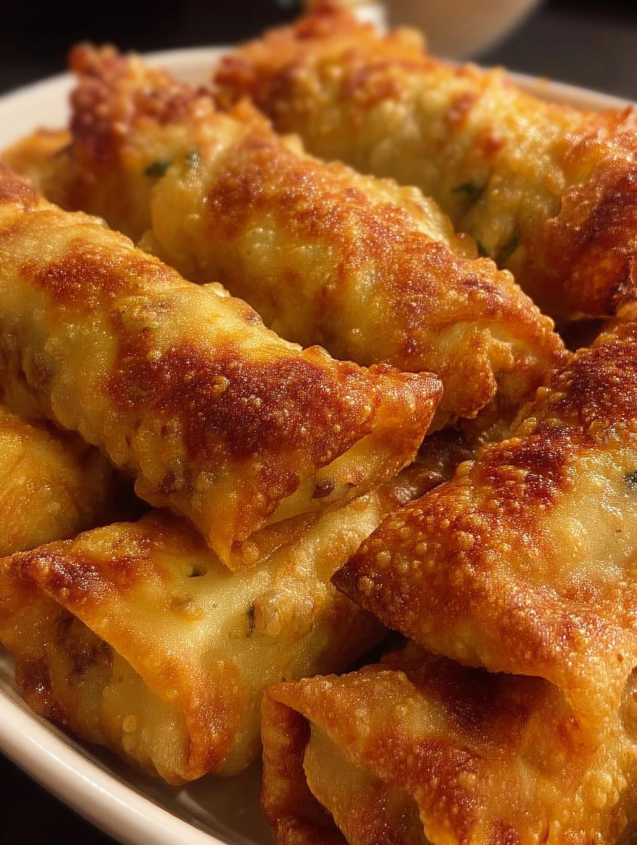 Homemade beef and vegetable egg rolls served with dipping sauce