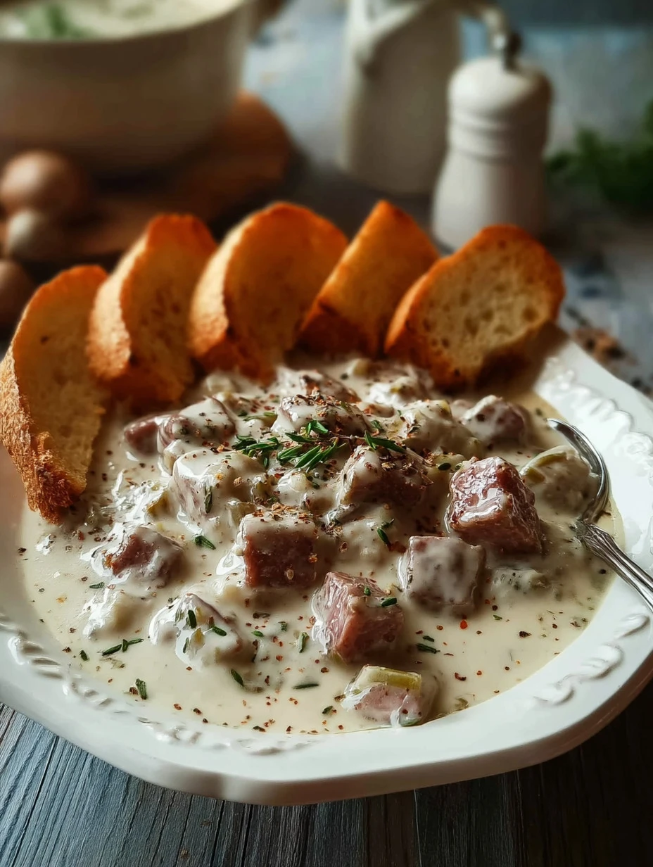 Plate of homemade creamed chipped beef served on toast