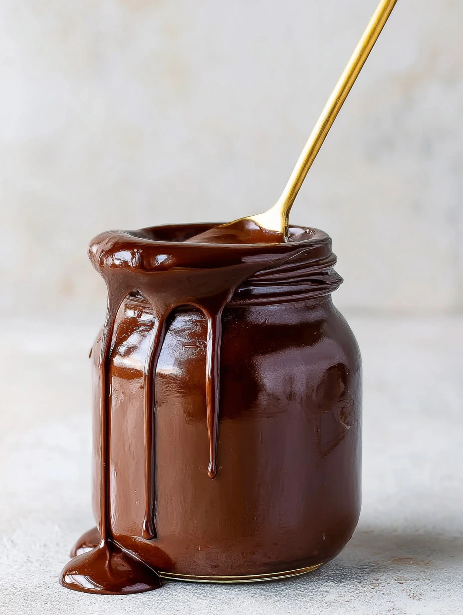 Delicious homemade hot fudge poured over vanilla ice cream