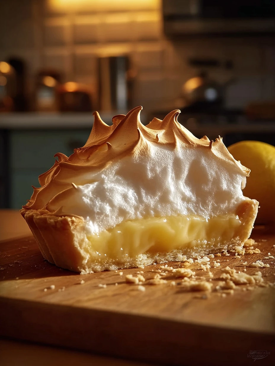 Lemon meringue cheesecake with creamy filling and fluffy meringue topping