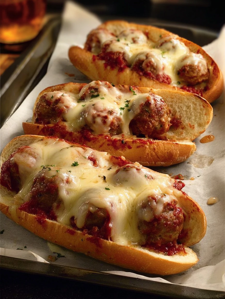 Delicious meatball boats served on a platter, garnished with fresh herbs