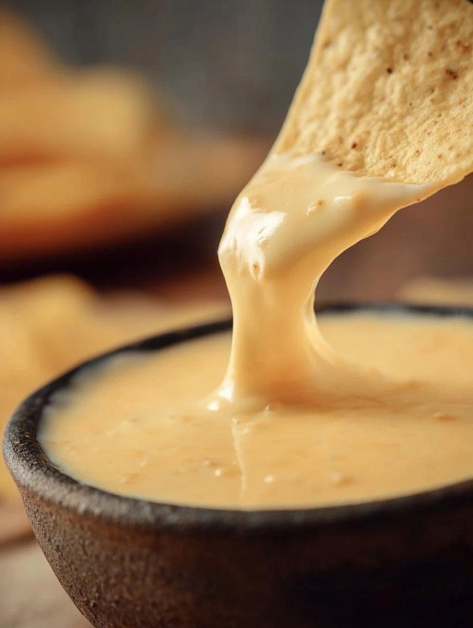 Creamy white cheese dip served with tortilla chips at a Mexican restaurant