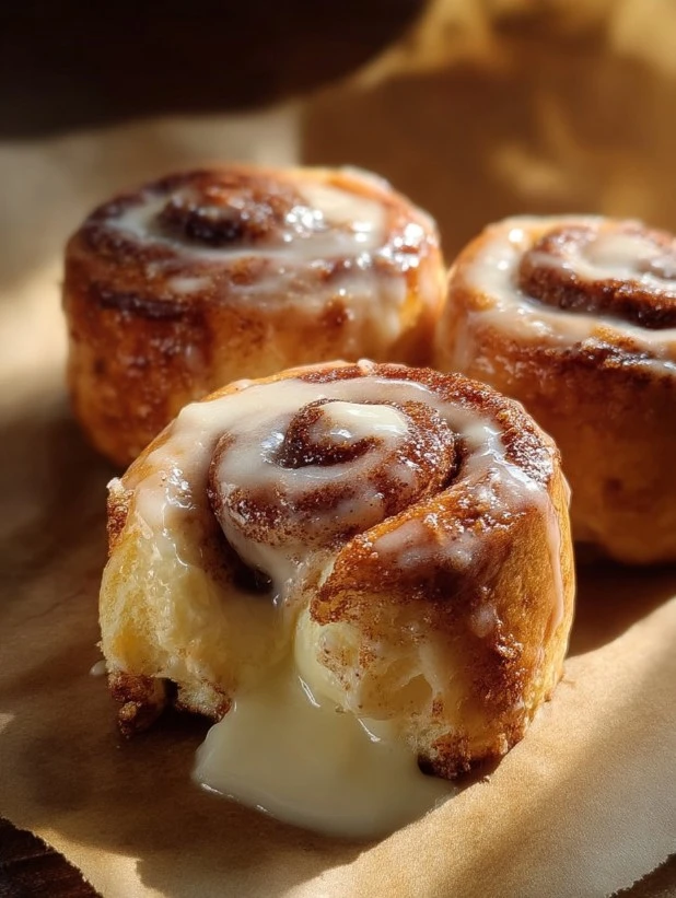 Mini brown butter sourdough cinnabunds fresh out of the oven