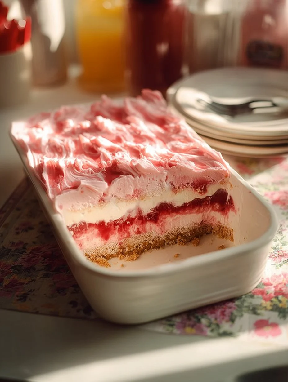 Delicious no-bake dessert lush with layers of cream and chocolate