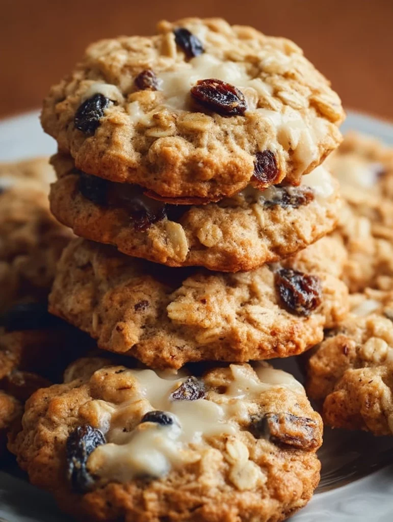 Homemade oatmeal raisin cookies with a soft and chewy texture