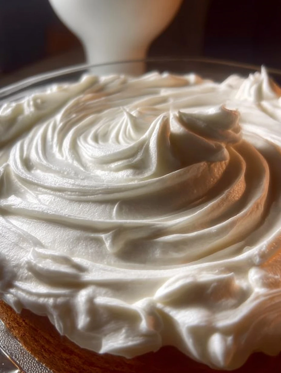 Old Fashioned 7 Minute Frosting on a cake