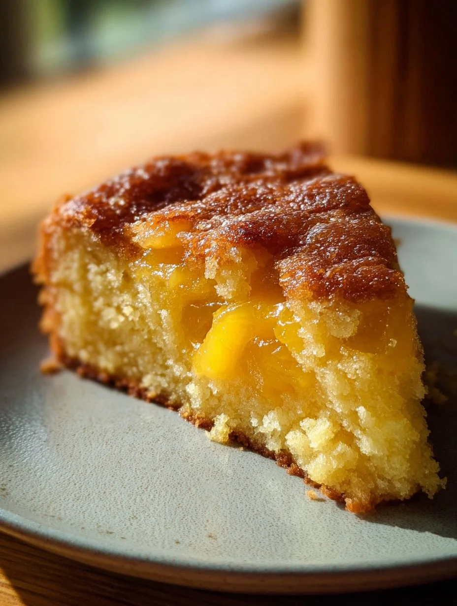 Delicious Peach Cobbler Dump Cake with golden crust and fresh peaches