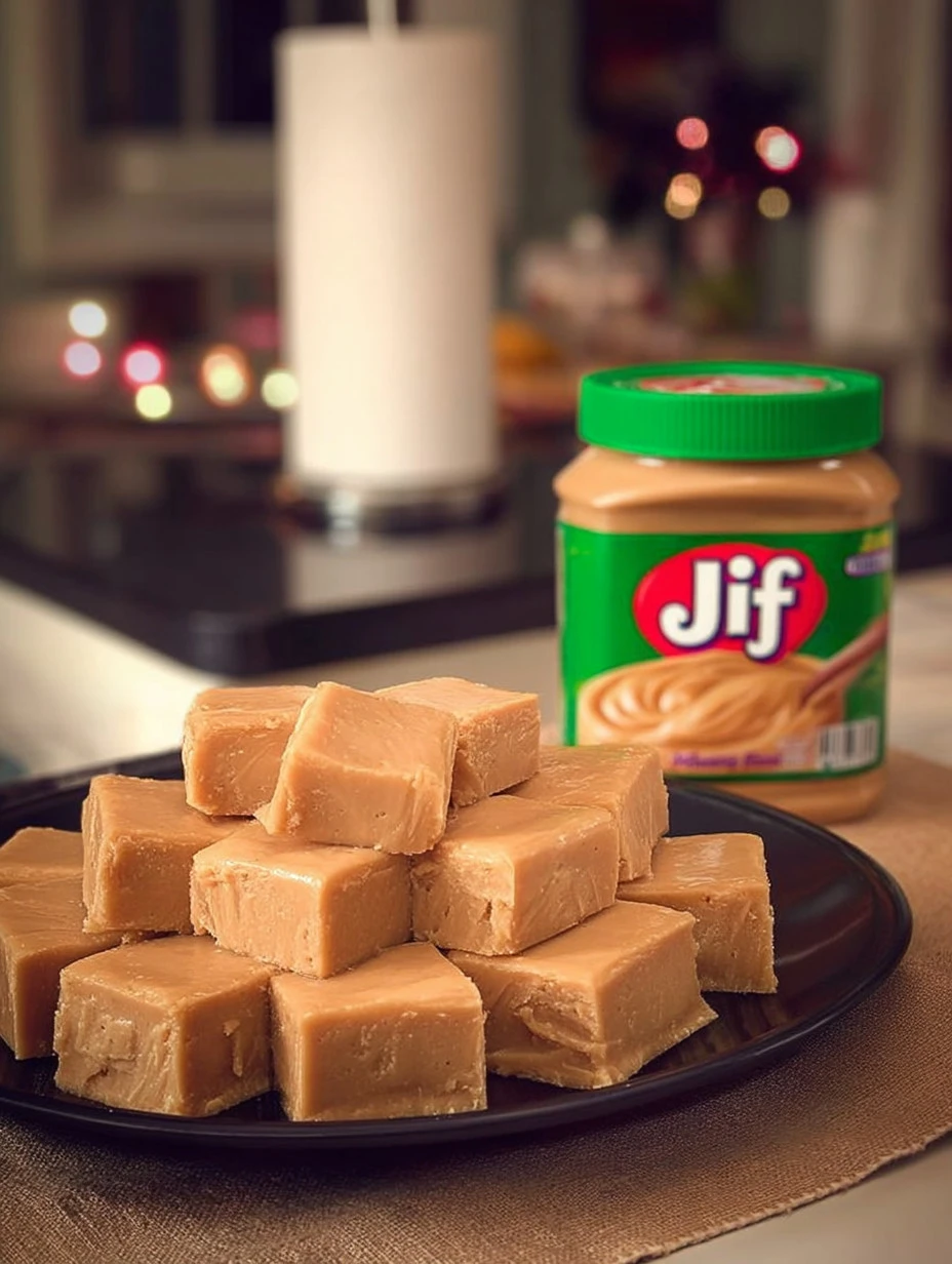 Delicious peanut butter microwave fudge ready to enjoy
