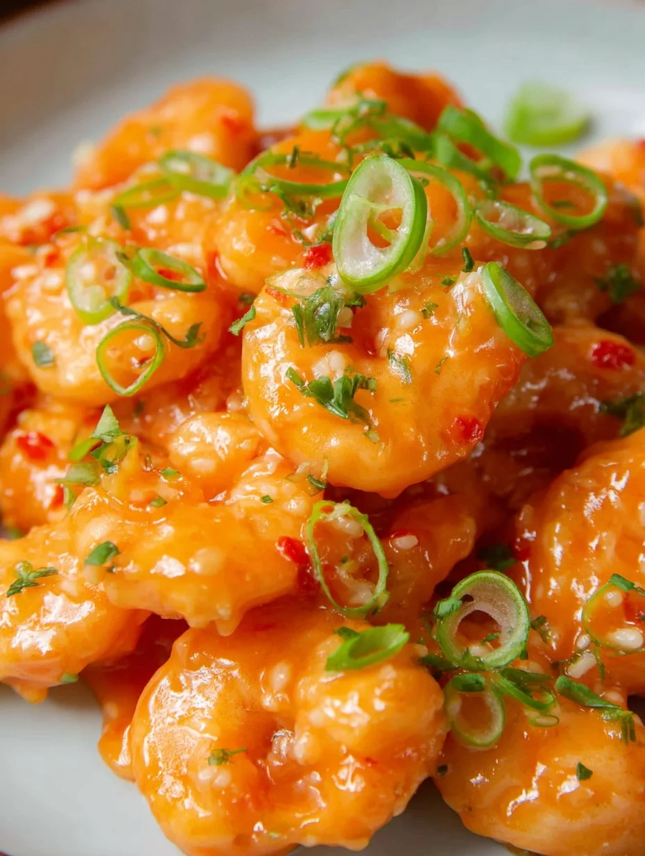 Delicious Bang Bang Shrimp served on a plate with dipping sauce
