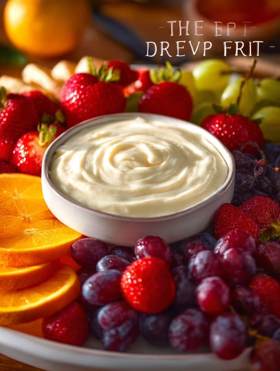 assorted fruits with a creamy dip for a refreshing snack