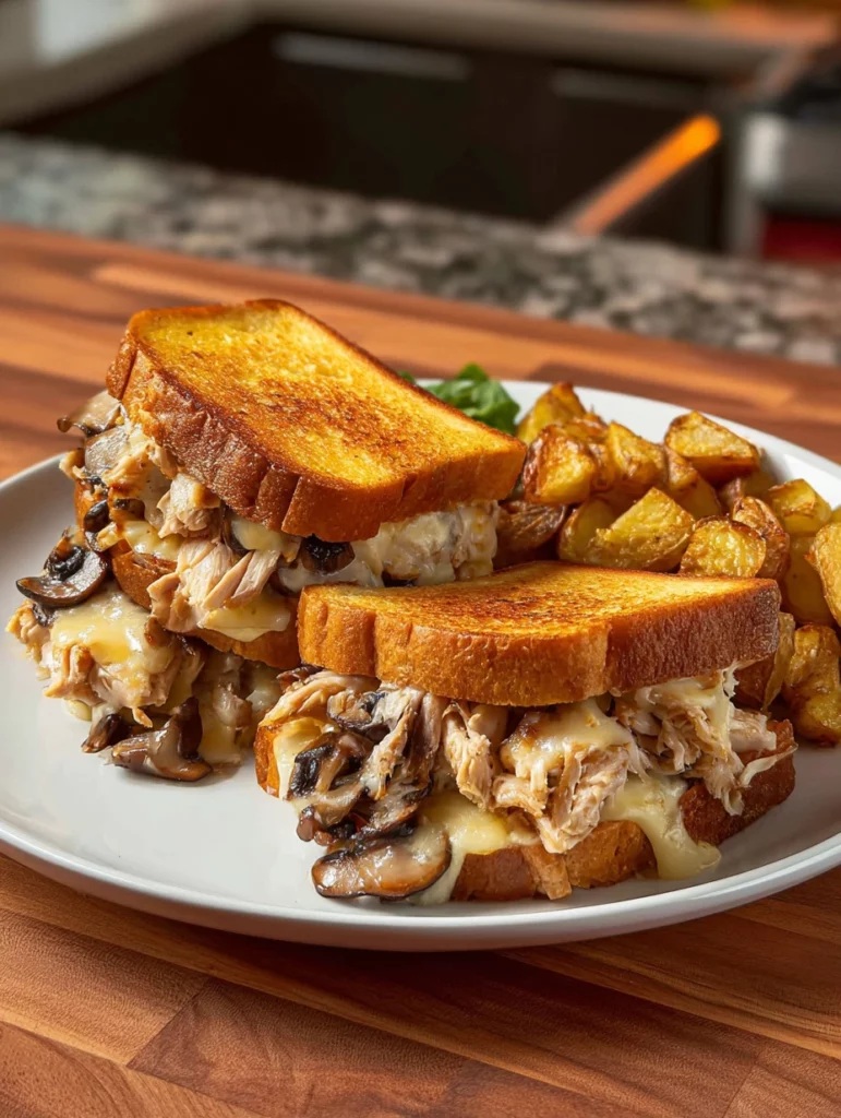 Delicious smothered chicken sandwiches topped with savory sauce.