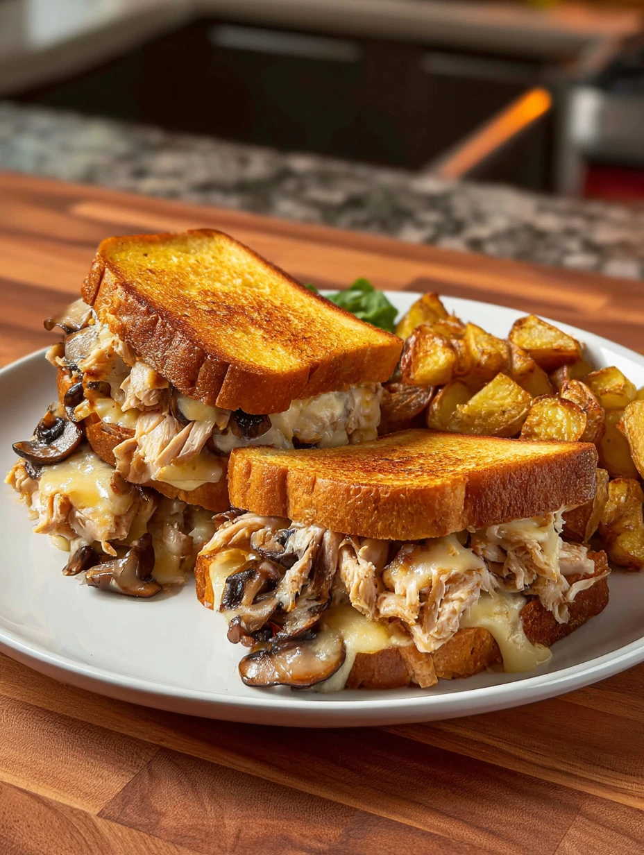Delicious smothered chicken sandwiches topped with savory sauce.