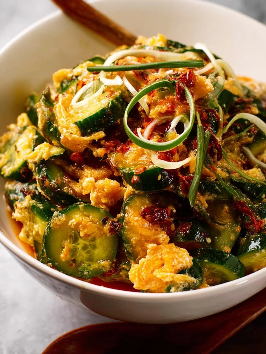 Delicious Spicy Asian Cucumber Salad with fresh ingredients and vibrant colors.