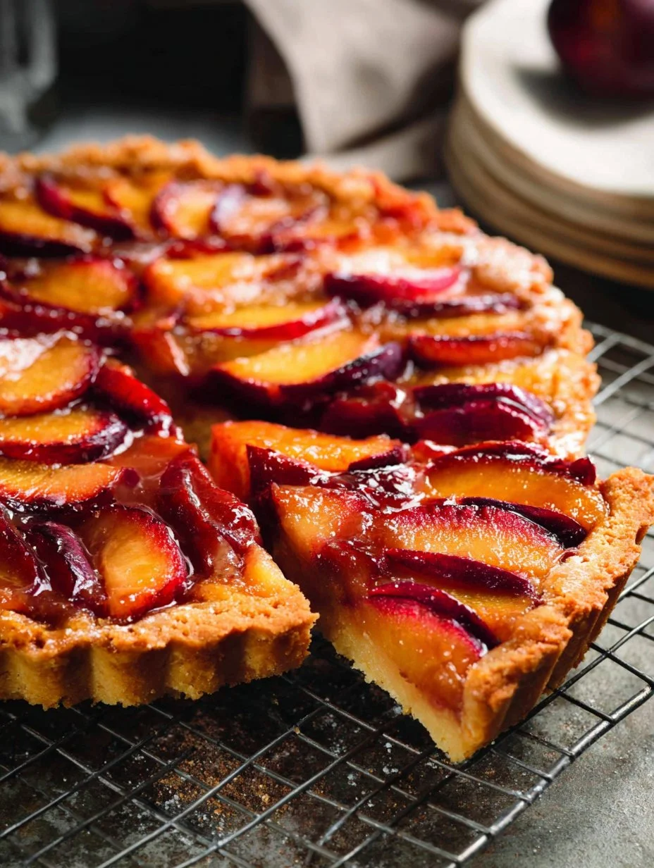 Delicious summer fruit cake topped with fresh seasonal fruits.