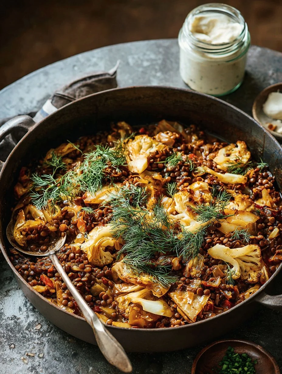 Vegan Chopped Cabbage Roll Skillet served in a colorful dish