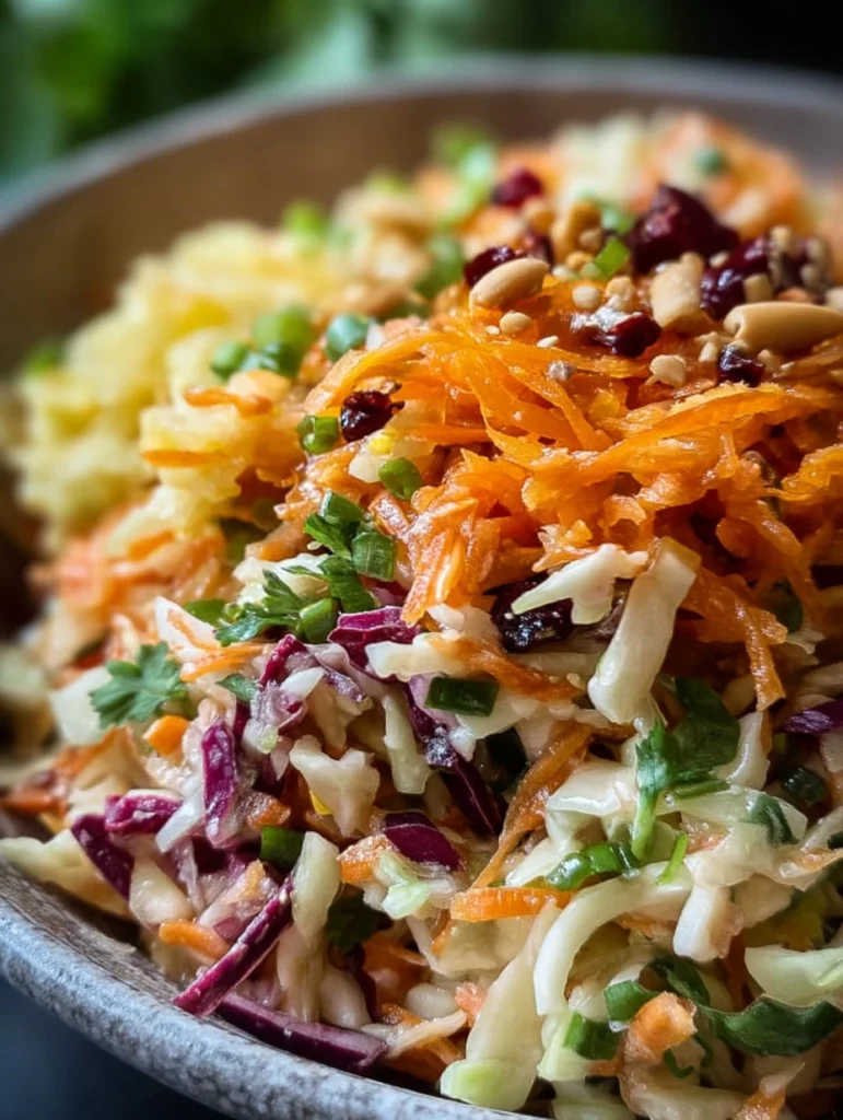 Zesty apple and carrot coleslaw in a colorful bowl